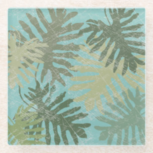 Dessous-de-verre En Verre Feuilles tropicaux défraîchis