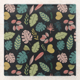 Dessous-de-verre En Verre Feuilles tropicaux : Floral Vintage d'été