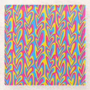 Dessous-de-verre En Verre Fière Fierté Pansexuelle Groovy Trippy Squiggly Qu