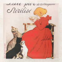 Fille en Robe Rouge Boire Lait Steinlen Poster