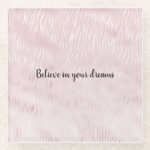 Dessous-de-verre En Verre Fille Glam Blush Pink Zebra Imprimer
