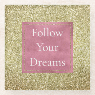 Dessous-de-verre En Verre Fille Parties scintillant rose or étincelante Glit