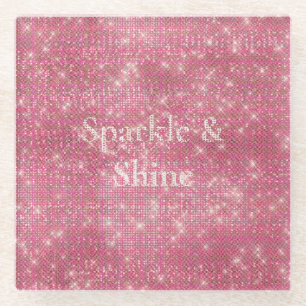 Dessous-de-verre En Verre Fille rose Glitzy Étincelle