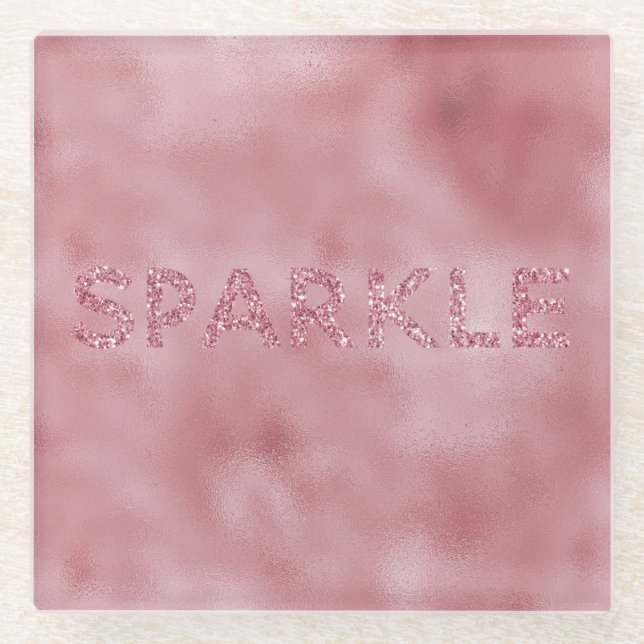 Dessous-de-verre En Verre Fille rose Parties scintillant étincelante (Devant)