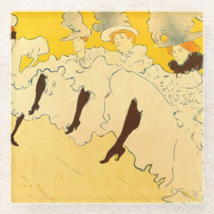 Dessous-de-verre En Verre Filles dansant l'affiche jaune de Tolouse-Lautrec