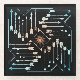 Dessous-de-verre En Verre Flèches Boho et Sun V1 ID748