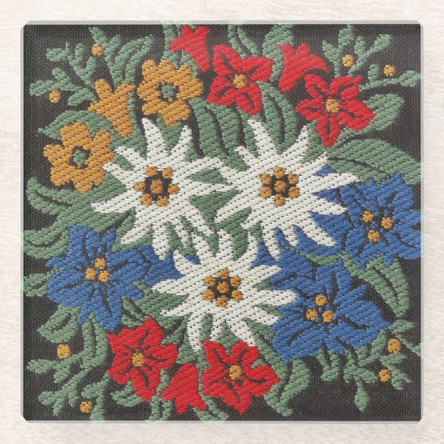 Dessous-de-verre En Verre Fleur alpine Edelweiss (Devant)
