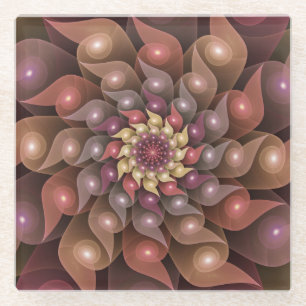 Dessous-de-verre En Verre Fleur brillante surréaliste Art Abstrait fractal m