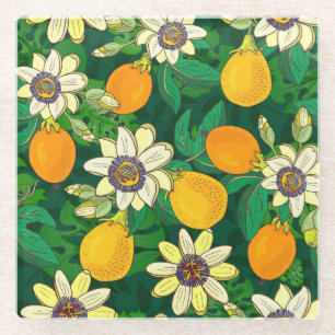 Dessous-de-verre En Verre Fleur de Passionflower : Arrière - plan noir Vinta