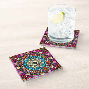Dessous-de-verre En Verre Fleur de Pouvoir Jardin Groovy