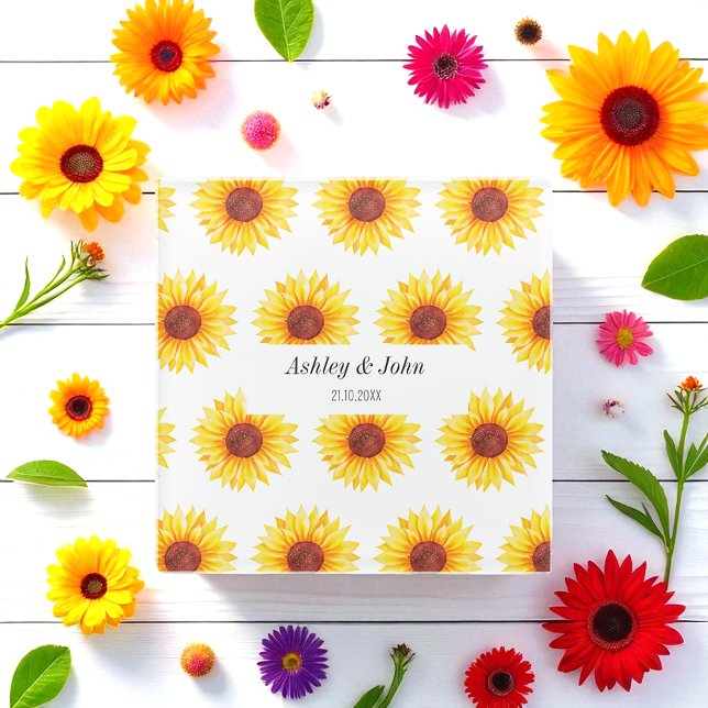 Dessous-de-verre En Verre Fleur de tournesol jaune Mariage (Créateur téléchargé)