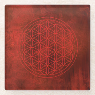 Dessous-de-verre En Verre fleur de vie, géométrique sacrée, zen, chakra,  