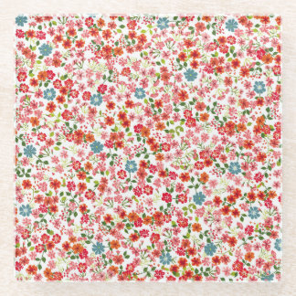 Dessous-de-verre En Verre Fleurs à petite échelle, style calico sans couture