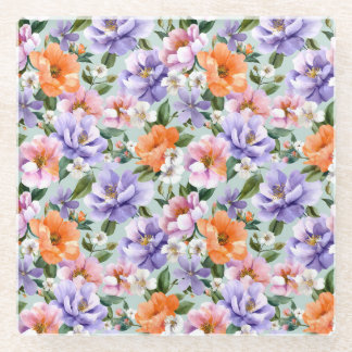 Dessous-de-verre En Verre Fleurs colorées assourdies Fleur boho