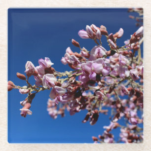 Dessous-de-verre En Verre Fleurs de bois de fer, fleurs violettes