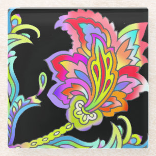 Dessous-de-verre En Verre Fleurs de néon