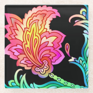 Dessous-de-verre En Verre Fleurs de néon