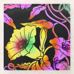 Dessous-de-verre En Verre Fleurs de néon