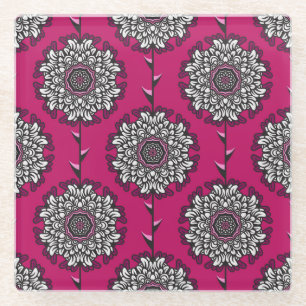 Dessous-de-verre En Verre Fleurs Graphiques Florales rose sans joint