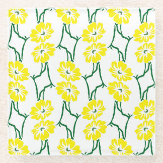Dessous-de-verre En Verre Fleurs Jaunes : Motif sans couture illustré