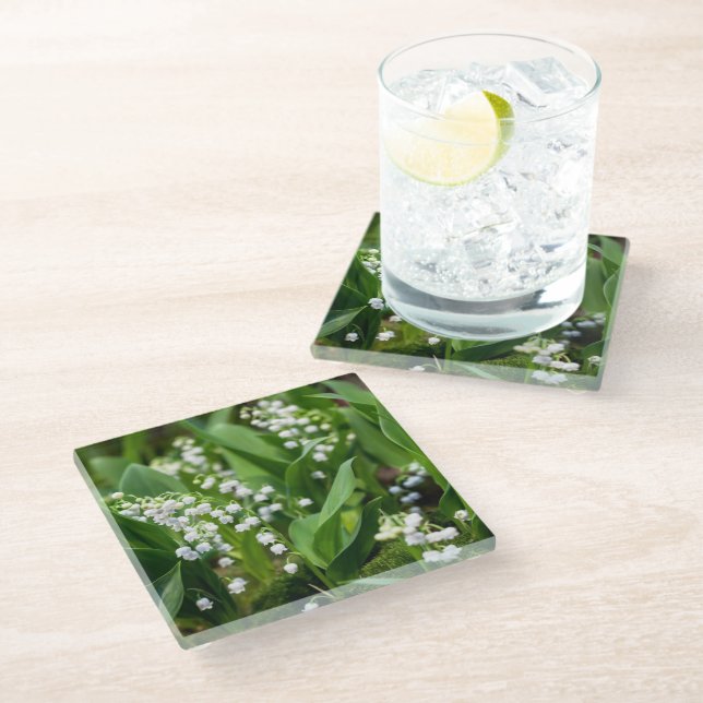 Dessous-de-verre En Verre Fleurs | Lily de la vallée Suède (Incliné)