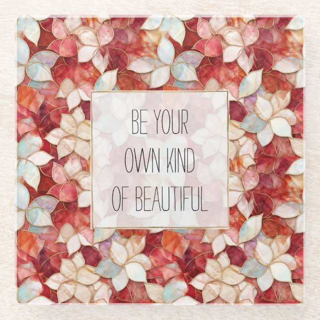 Dessous-de-verre En Verre Fleurs rouges et blanches (Devant)