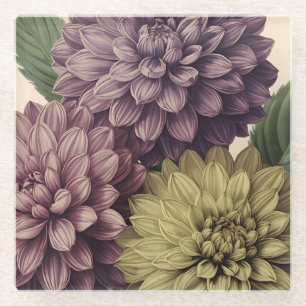 Dessous-de-verre En Verre Fleurs Vintage