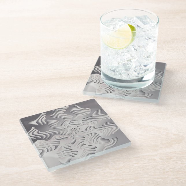 Dessous-de-verre En Verre flocon d'argent (Incliné)