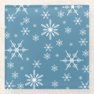 Dessous-de-verre En Verre Flocon de neige de Noël en bleu