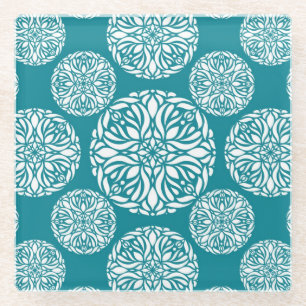 Dessous-de-verre En Verre Flocon de neige floral d'hiver