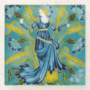 Dessous-de-verre En Verre Flora Art Nouveau de Walter Crane