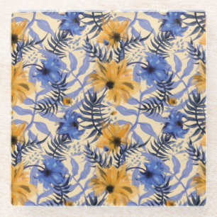 Dessous-de-verre En Verre Floral Abstrait : Aquarelle Motif moderne