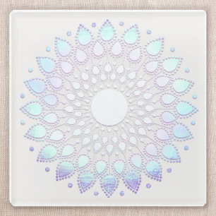 Dessous-de-verre En Verre Floral bleu moderne Lotus Mandala
