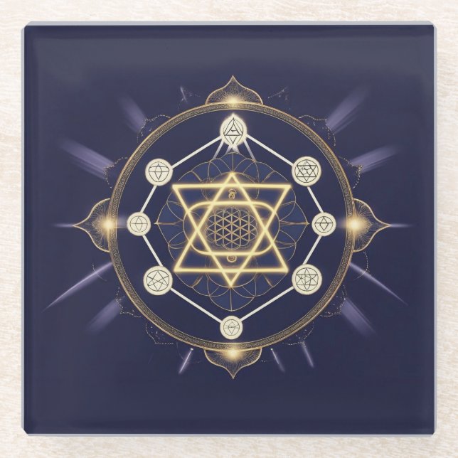Dessous-de-verre En Verre Flower of Infinity — Sacred Geometry Celestial (Devant)