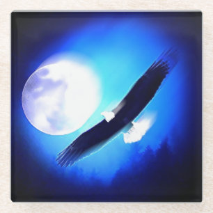 Dessous-de-verre En Verre Flying Eagle & Moon