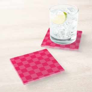 Dessous-de-verre En Verre Fond à carreaux rose