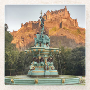 Dessous-de-verre En Verre Fontaine du château d'Édimbourg Princes Street Gar