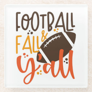 Dessous-de-verre En Verre Football Fall & Y'all