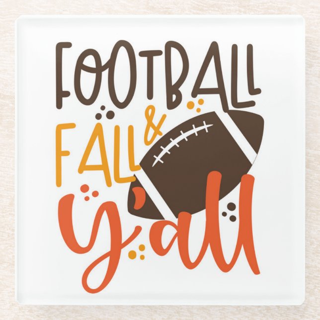 Dessous-de-verre En Verre Football Fall & Y'all (Devant)