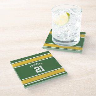 Dessous-de-verre En Verre Football Jersey Thème Jaune et Vert