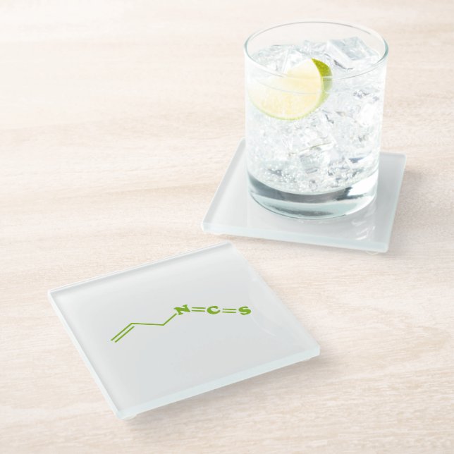 Dessous-de-verre En Verre Formule moléculaire de l'isothiocyanate de Wasabi  (Incliné)
