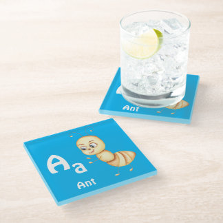 Dessous-de-verre En Verre Fourmi personnaliser ABC : Lettre A - Ajoutez votr