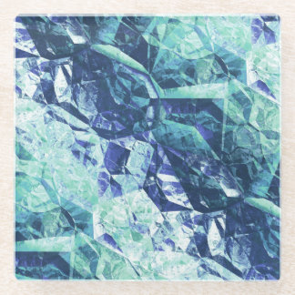 Dessous-de-verre En Verre fragments of memories - cobalt blue and mint teal