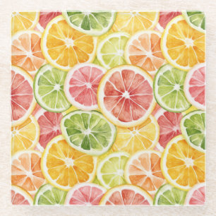 Dessous-de-verre En Verre Fruits Citriques Lime Citron Orange Pamplemousse
