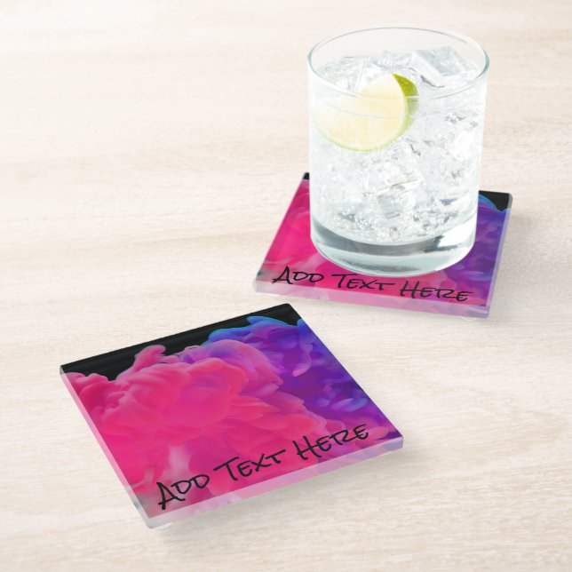Dessous-de-verre En Verre Fumée numérique rose et violet (Incliné)