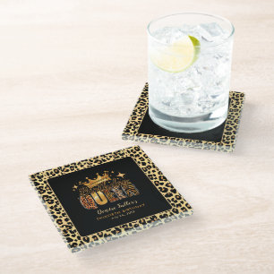 Dessous-de-verre En Verre Fun Leopard Anniversaire Reine Trente Anniversaire