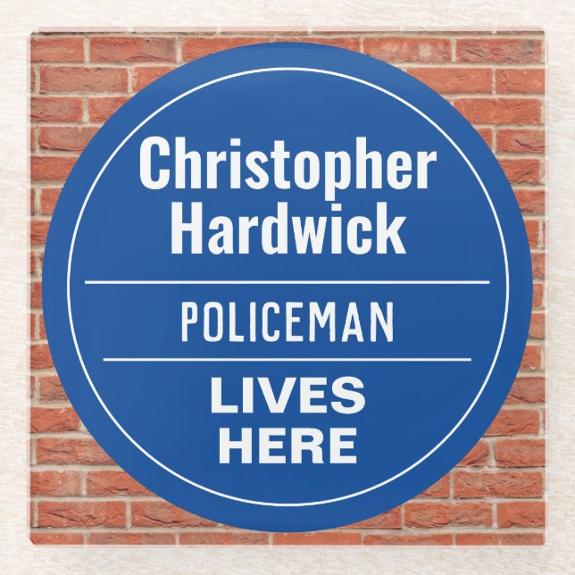Dessous-de-verre En Verre Fun Policeman Mur Plaque Style Dessous de verre en (Devant)