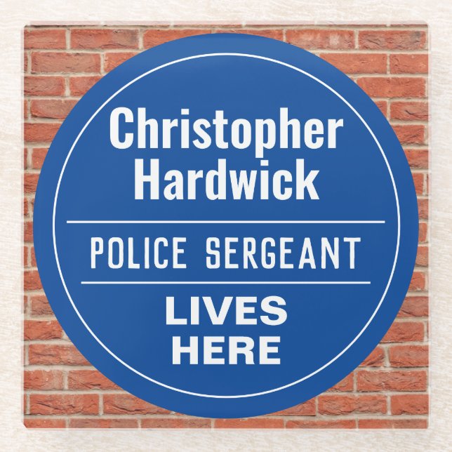 Dessous-de-verre En Verre Fun Sergent de police Wall Style Plaque (Devant)