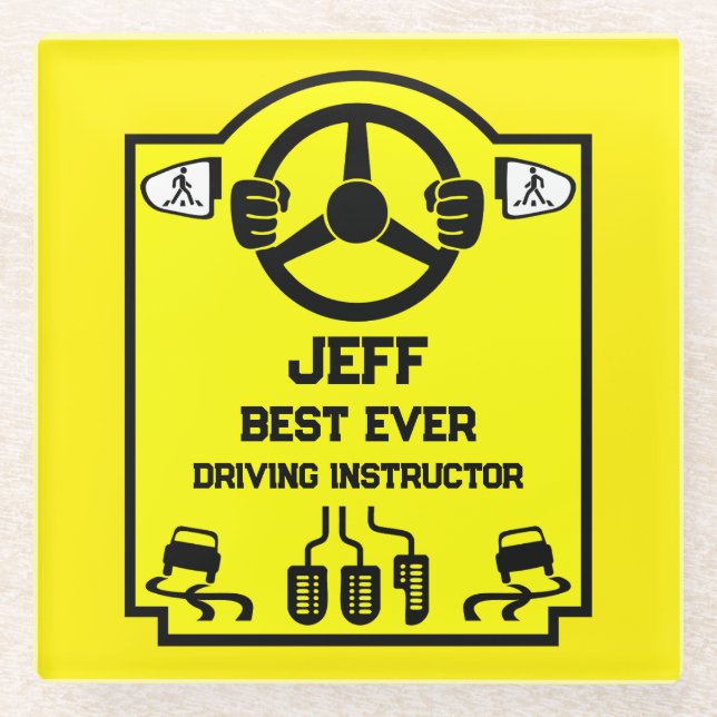 Dessous-de-verre En Verre Funny Driving Instructor Gift (Devant)