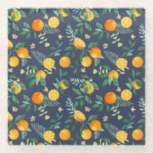 Dessous-de-verre En Verre Fusion d'agrumes : Oranges à l'air tropical